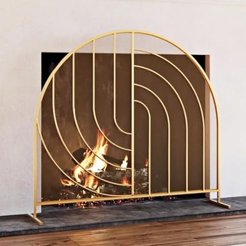 Pantalla dorada para chimenea de 92x84 cm con elegante malla metálica de lujo 2
