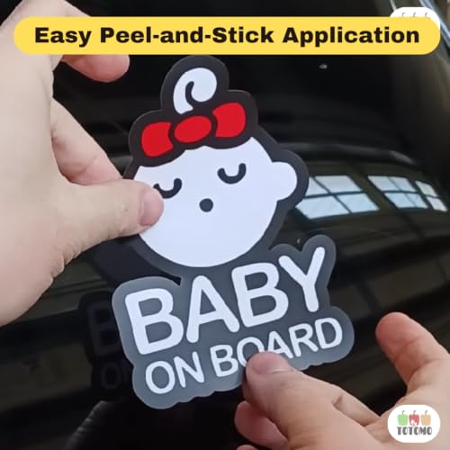 Image of TOTOMO Baby on Board Sticker for Car - Window Decal, Bumper Sign for New Parents, Durable Waterproof Safety Warning Sign for SUV Truck Minivan - Sleeping Girl, 1 Pack
