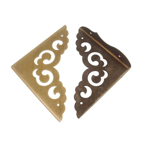 Image of Metal Corner Protectors Set of 4, Vintage Decorative Corner Protector for Antique Wooden Chests, Tables, Desks, Boxes, Edge Protection, Hollowed Out Flower Corner Guards for Decor Furniture (Bronze)