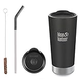 Klean Kanteen Insulated Tumbler 20oz (Shale Black) + Steel Straw Lid Set