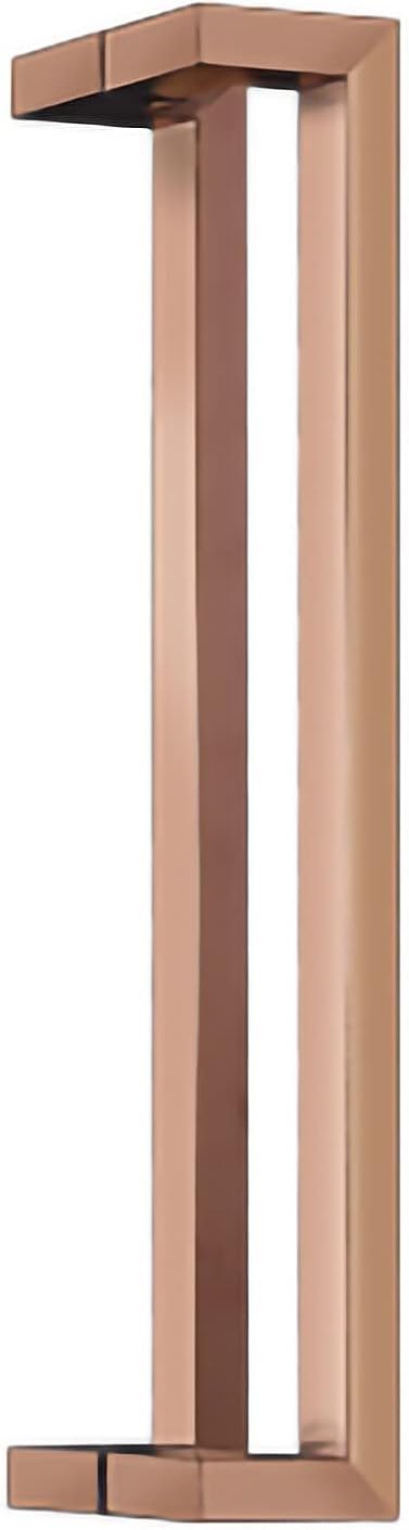 DFGHNBVC Stainless Steel Heavy Duty Modern Square Rectangular Barn Door Handle Push Pull For Commercial Entrance Office Shop Fron,Rose Gold-16.7In (42.5Cm)