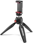 Manfrotto Mini Trépied avec pince universelle pour téléphone intelligent, Fabriqué en Italie, pour iPhone avec ou sans cas, CSC, Vlogging, vidéographie, MKPIXICLMII-BK
