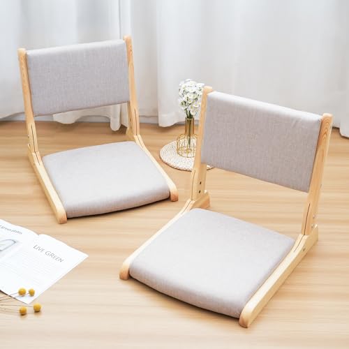 YOUKEEJOJO Japanese Floor Chair with Back Support, Foldable Meditation Chair, Legless Tatami Chair...