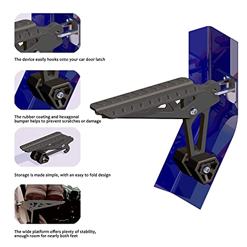 Cowvie Foldable Car Door Step Stand Pedal - Access To Vehicle's Top Roof Both Feet Stand Pedal Ladder For Most Suv Truck Jeep Black (Fit F150) #TOP6