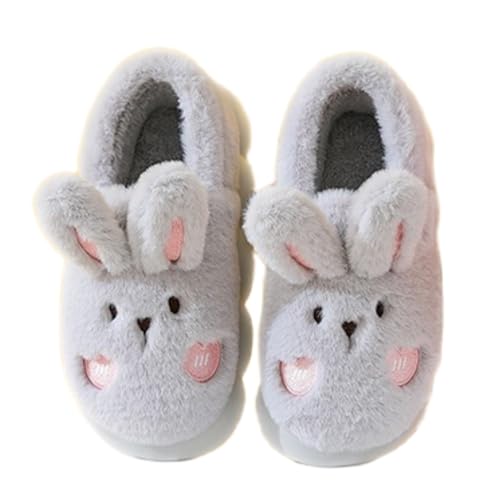 Thick Plush Bunny Slippers for Women, Warm Fuzzy and Comfy Indoor Shoes in Winter