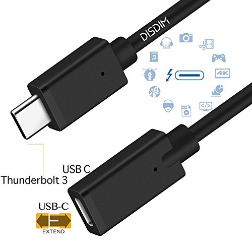 Thunderbolt 3 USB-C Extension Cable, DISDIM USB 3.1 Type C Charging, Audio/Video Transfer and Data Sync Extend Adapter Cord [183cm/6FT] Compatible with MacB00k Pro, Nintendo Switch and USB C HUB - Thumbnail 4