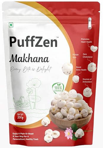 PuffZen Makhana | Prasadam Makhana 250 g, PhoolMakhana | Fit for Fasting | Fox Nuts, Lotus Puffs | Gorgon Nuts, Lotus Seeds | Healthy snacking & fasting, Rich in Calcium, Maintains Weight | vegan & Superfood