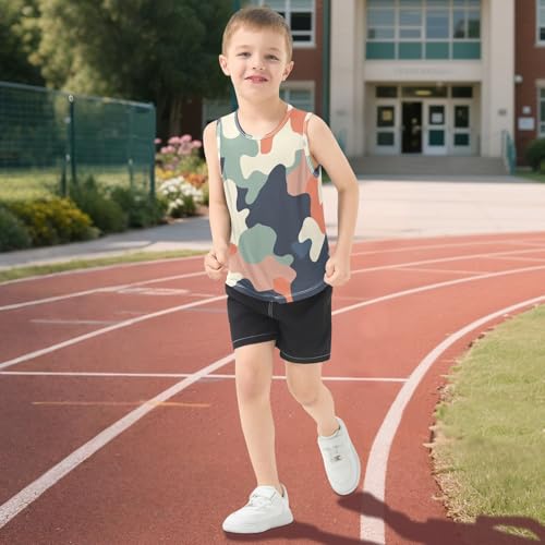 Boys Tank Top Shirts Camouflage Colored Sleeveless T-Shirts Crew Neck for Kids Clothing Children 5