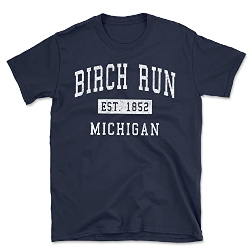 Birch Run Michigan Classic Established Men's Cotton T-Shirt Navy