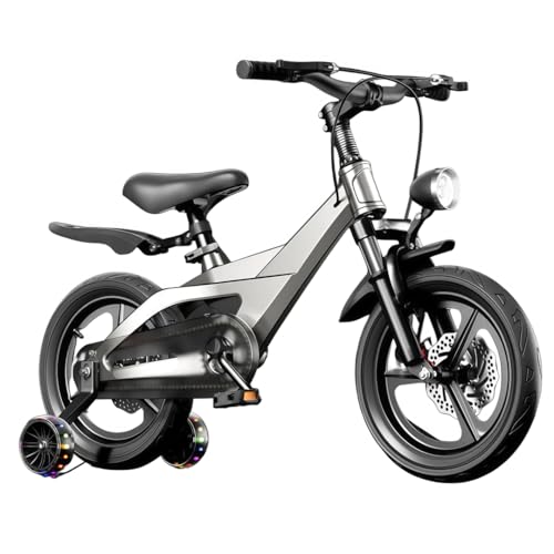 NYHGOXM 子供用自転車 3-in-1 補助輪付き 14/16/18インチ キックバイク プレゼントに最適 おしゃれデザイン 安全設計 (シルバー,18インチ)