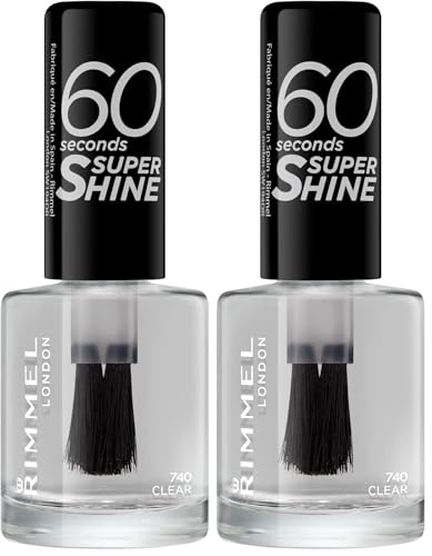 Rimmel London 60 Seconds Super Shine Esmalte de Uñas Tono 740 Clear, 8 ml (Paquete de 2)