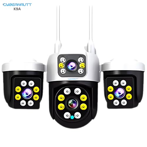 Image of XUGA K9A 9MP 3 Lens PTZ 4G Sim Wireless Outdoor CCTV Camera with Three Side View | 360 | Night Vision | Motion Detection| Siren Alarm| Outdoor | Gym | Farm | Home | Use Air-Tel 4G Sim