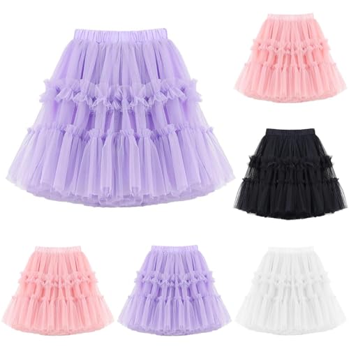 Girls Ruffle Layered Tutu Skirt Girls Cute A-Line Party Tulle Skirt Princess Ballet Dance Dress for 2-14 Years2