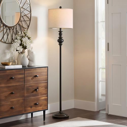 Image of BOBOMOMO 64.25 inch Farmhouse Floor Lamp for Living Room, Tall Antique Black Standing Lamp with Rotary Switch, Mid-Century Modern Reading Lamp for Bedroom & Office, Minimalist Home Decor Corner Lamp