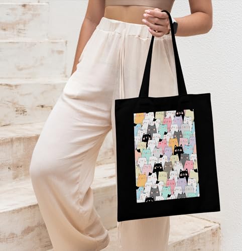 Image of TrendoPrint Canvas Tote Bags for Women with Zip, College Bag for Girls, 100% Organic Cotton Tote Bag for Shopping, Travel & Beach