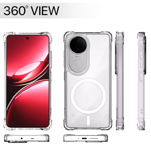 Image of Amazon Basics Back Cover for Vivo T4R 5G / Vivo V50e 5G / Vivo V50 5G Mag-Safe Shockproof PC + TPU Protective Case Magnetic Support Bumper Case (Transparent Mag-Safe)