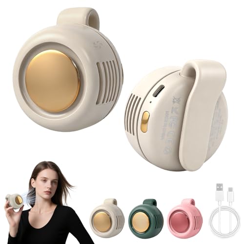 Image of Timeno Portable Silent Mini Bladeless Fan Clip On, 2026 New Adjustable 3-Speed Suspended Waist Fans, 360° Rotatable, Suitable for Outdoor & Travel & Office (White)