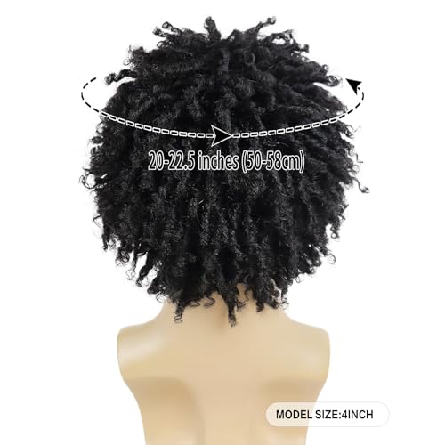 GNIMEGIL Black Dreadlock Wig Male Short Braided Wigs Fake Dreads Men Guys Natural Afro Synthetic Hair Braids Short Braid Wig - Faux Locs Boy Wigs Casual