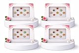 KULIA Paquete de 4 joyas para el rostro con diseño de bindi conjunto bodas indias joyería moda pegatinas puntos redondos fiestas accesorios nupciales tikka decorativa bindis variados regalos mujer