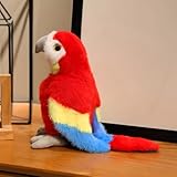HOKESS Plush Macaw Parrot Stuffed Animal, Soft Plush Bird Toy Doll Gifts for Kids, 9 Inch (Red)