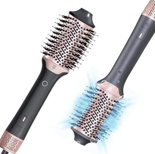 Image of 2-in-1 Blow Dryer Brush & Hair Straightener, Ionic & Ceramic Thermal Brush with Adjustable Heat & Cool Shot, 110000 RPM Motor High-Speed Motor for Frizz-Free, Smooth & Voluminous Hair, Gray