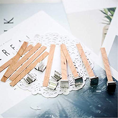 50 pabilos naturales de madera con soportes de hierro miniatura 4
