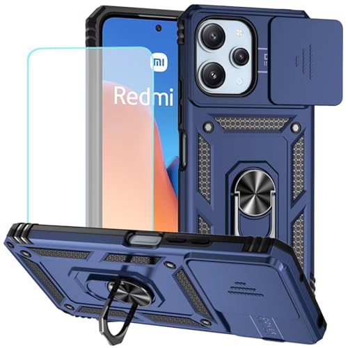 Coque pour Redmi 12 de qualité supérieure avec anneau bleu