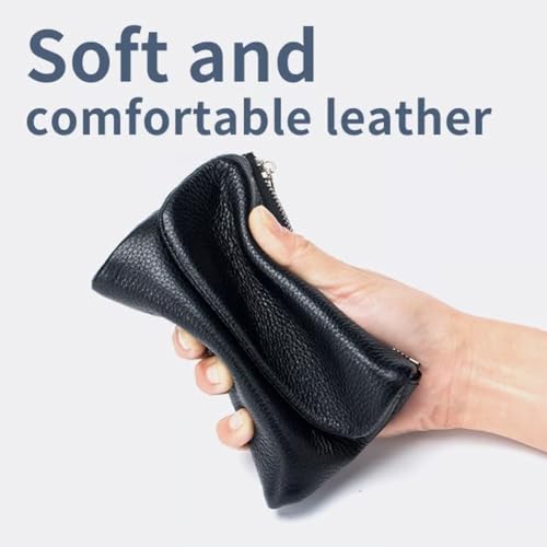 Joyfullygo Wallet - Unisex Pebble Leather Wallet, RFID-Blocking & Cash Slots Design, Privacy Protection, No More Lost Coins (Dark Blue)3