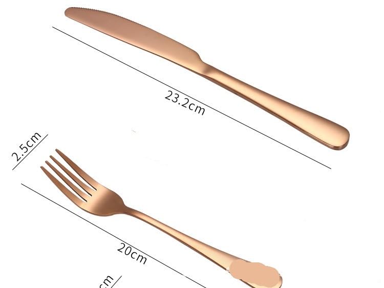 ONUIFIKE Silverware Set, 4/16/24/32/40/48 Pieces Pink Gold Stainless Steel Cutlery Set Steak Knife, Fork And Spoon Cutlery, Home Cutlery Flatware Set(Pink Gold,1Set-4Pcs)