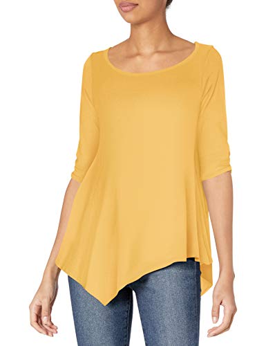 Star Vixen Women's Hanky Hem Top, Mustard, Petite/Large