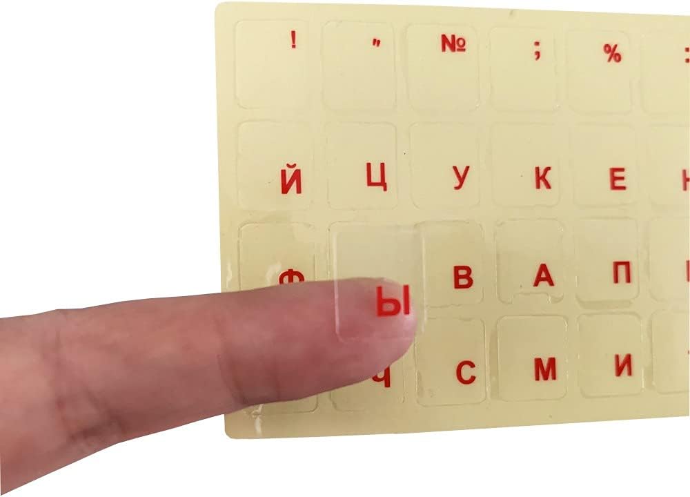 Russian Keyboard Stickers Transparent Background White Letters for PC Computer Laptop Keyboards (Black Alphabet) image 4