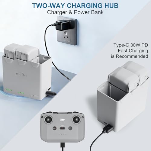 Image of Triple Battery Charger for DJI Mini 5 Pro /4 Pro, Mini 3 Series, Portable Two-Way Charging Hub, Charge Three Batteries in Sequence