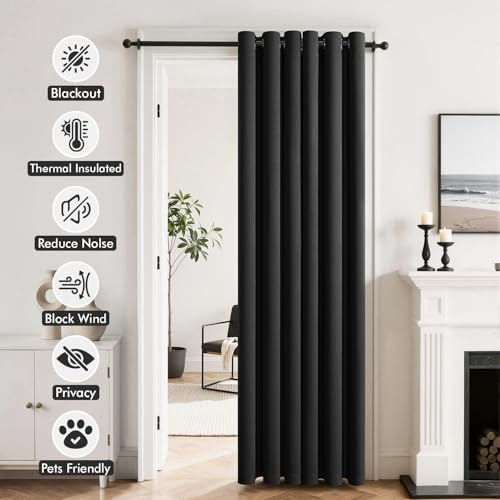 Image of MIULEE Closet Curtain for Open Closet Without Door Grommet Top 34x80 Inches | Covers Closet, Privacy Curtains for Room Divider, Sun /Light Blocking, Quality Fabric, Doorway