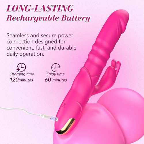 Image of Bkevsd Dildo Rabbit Vibrator for Women, Thrusting Clitoral Stimulator | 3 Thrusting & 10 Vibration Modes, Waterproof & USB Rechargeable, G-Spot Quiet Dual Motors