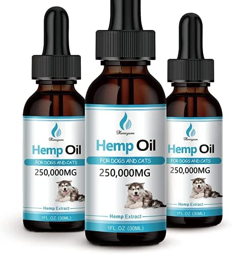 (3 Pack) Organic Pets Hemp Oil for Dogs and Cats – 250,000mg Natural Hemp Extract – for Pain, Anxiety & Stress Relief…