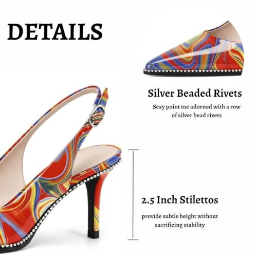 Image of YODEKS Slingback Heels for Women Pointy Toe Beaded Heels Close Toe Kitten Heel Pumps 2.5 Inch Stiletto Pumps Wedding Party Dressy Shoes