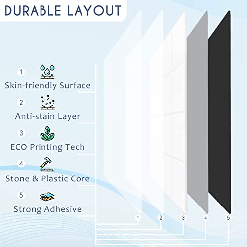 Backsplash Tile For Kitchen Peel And Stick, Stone Plastic Composite Self Adhesive Tiles Square Mosaic Wall Tile For Kitchen, 8.98 X 8.98 X 0.16 Inch,20 Sheets Black #TOP2