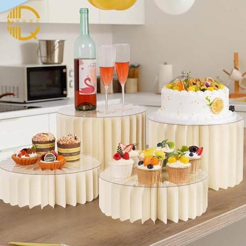 Piédestal présentoir gâteau blanc pliable solution gain de place buffet