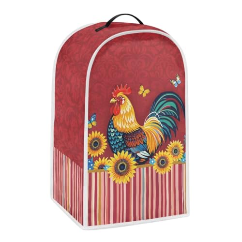 Image of Rooster Butterfly Sunflower Blender Dust Cover, Anti Fingerprint Polyester Stand Mixer or Coffee Maker Appliance Covers, Dust Proof Stain Resistant Blender Cover for Kitchen Appliance