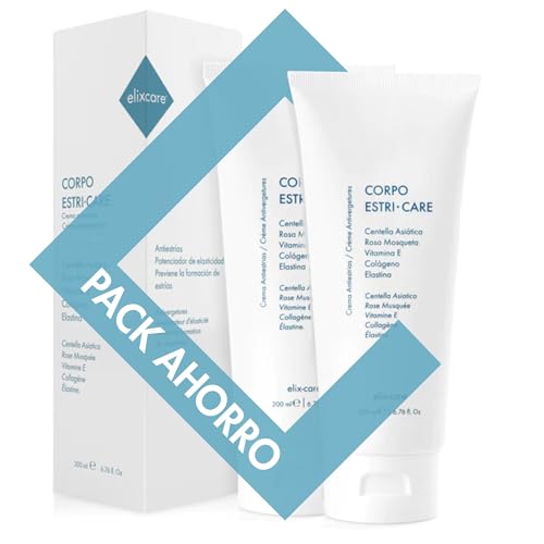 elix·care Crema Antiestrías CORPO ESTRI·CARE - Pack Promocional - Fórmula Avanzada con Centella Asiática y Rosa Mosqueta - Hidratación y Elasticidad Mejoradas - No Grasa, Rápida Absorción, 2x200 ml