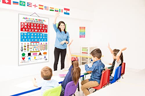 Image of Set of 2 Baarahkhadee and Alphabet, Numbers, Shapes & Colours Early Learning Educational Charts for Kids | 20 inchX30 inch inch |Non-Tearable and Waterproof | Double Sided Laminated | Perfect for Homeschooling, Kindergarten and Nursery Students