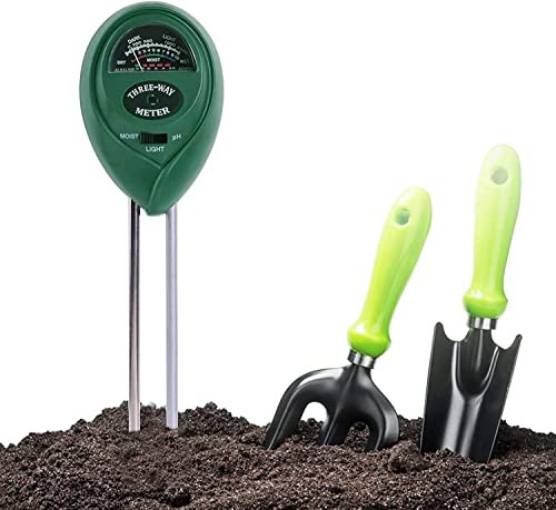 Bodentester, Boden-pH-Messer 3-in-1 Bodentester-Set für Feuchtigkeit, Licht und pH, Boden Feuchtigkeit Meter für Pflanzenerde, Garten, Bauernhof, Rasen, kein Batterien erforderlich