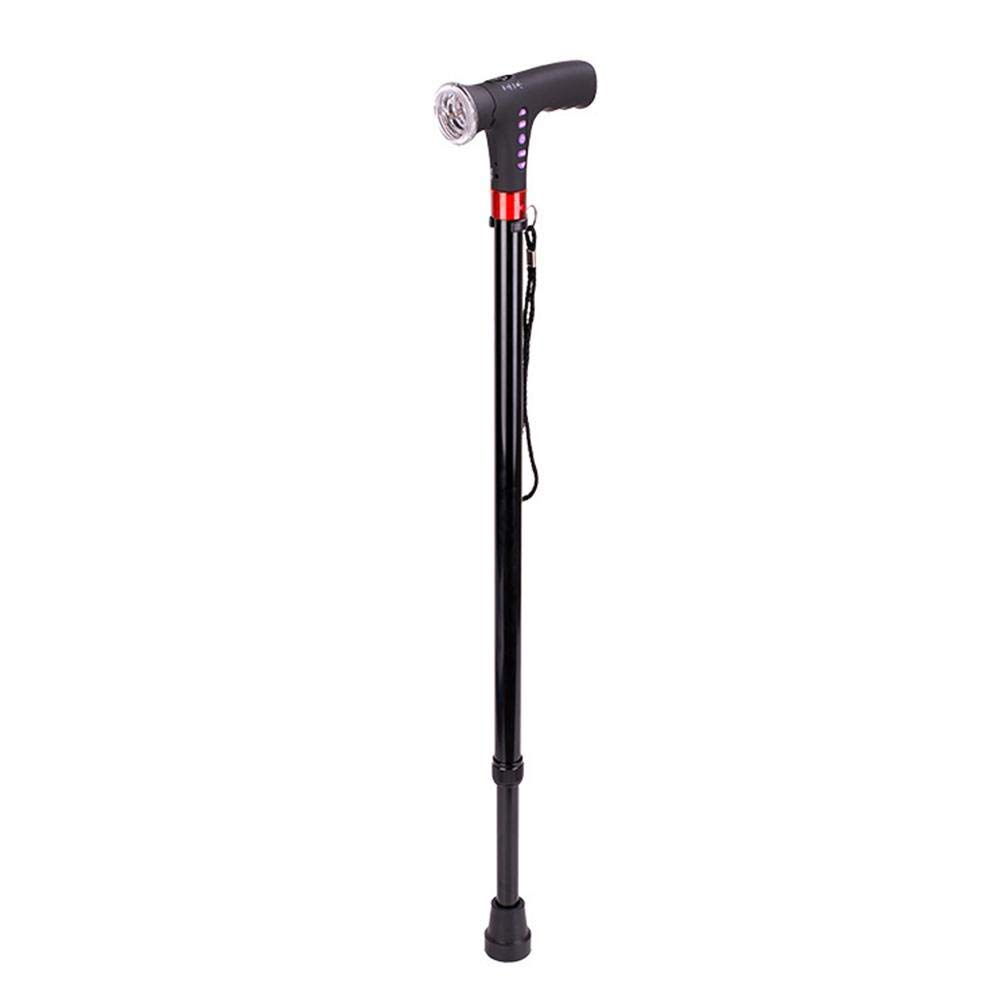 Bastón Plegable Ajustable con Alarma, luz Led, Radio y Mango en T Acolchado, Bastones de Senderismo, bastón para Caminar para muletas Mayores Interesting