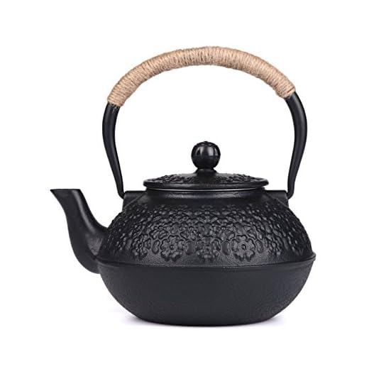 ruika Japanese tetsubin Cast Iron Teapot Cherry Blossoms Kettle Black 900ml 30 Ounce