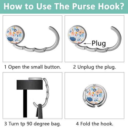 Image of HASTHIP 3Pcs Foldable Hook, Womens Bag Table Hanger Collection Desk Hooks | Bag Holder Hook for Tables, Keeps Handbags Off Floors, Aluminum Alloy, 3-Piece Folding Set, Contact Support for Help