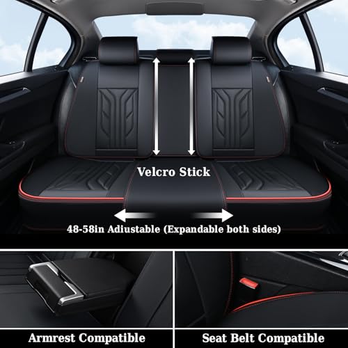 Image of Coverado Front Car Seat Covers, 2Pcs Leather Seat Covers for Cars, Car Seat Protector Front Seats Only Auto Car Accessories Fit for Most Sedans SUV Pick-up Truck(Black&Red)