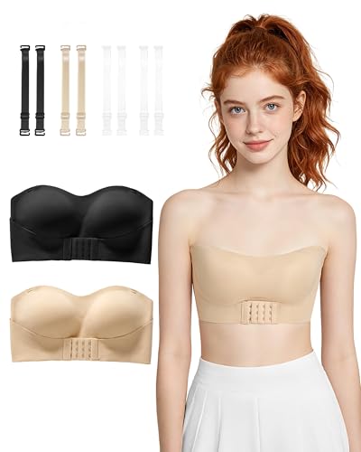Phennies Girls Strapless Bra for Teens Girls Bandeau Bras 12-14 14-16 Wireless Bras with Detachable Strap