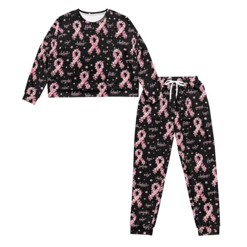 Image of Womens Pajama Sets 2 Piece Pjs Lounge Sets Long Sleeve Sleepwear Crew Neck Pullover Top with Long Pants