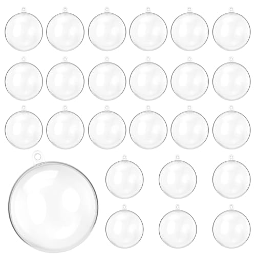 QWORK® 25 pièces Boule Plastique Transparente, Ø 6CM Boules de noël remplies, pour décoration DIY, fête