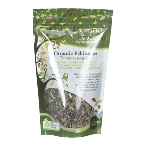 Healing Concepts Organic Echinacea Cut 40g – Certified Organic Echinacea Herb for Herbal Tea & Botanical Blends, Premium Quality Dried Herb, Caffeine Free, Vegan Friendly, Natural Non-Irradiated Ingredient